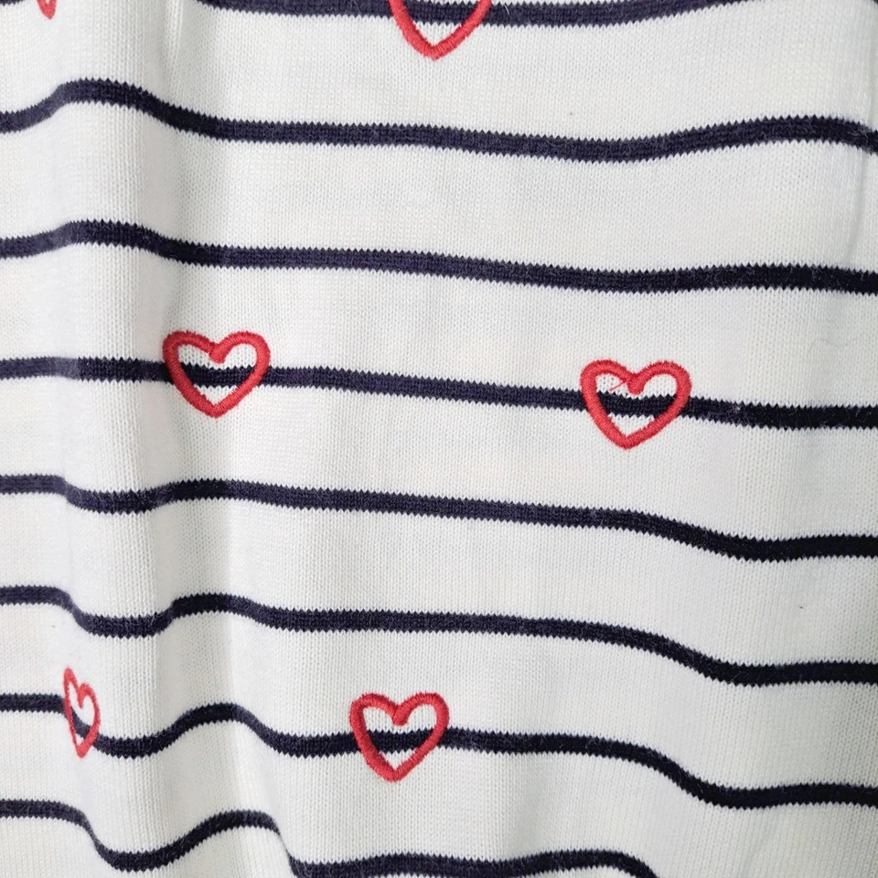 Talbots Sweater Women 3X Cream Black Stripe Red Heart Knit Long Sleeve Plus - Image 4 of 4