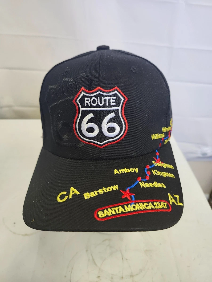 Cappellino Route 66 Nero Ricamo Rosso E Blu - Baseball Cap Unisex In Acrilico Per Uomo E Donna, Stile Biker - 2