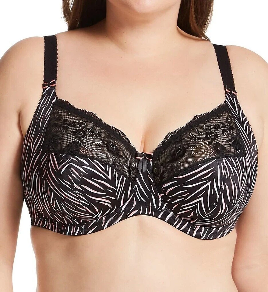 Elomi Morgan UW Bra w/Underband EL4110 UK Sizes DD-HH Serengeti Print Black NWT - Image 2 of 4