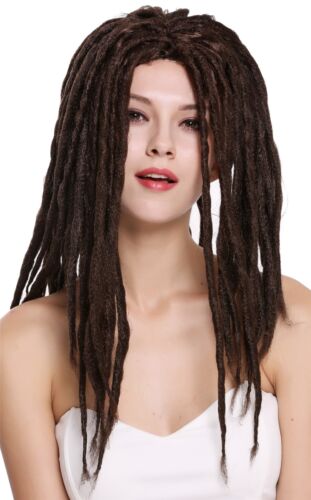 Parrucca Donna Uomo Carnevale Dreadlocks Rasta Reggae Rastafari Dread Braun - Foto 2 di 5