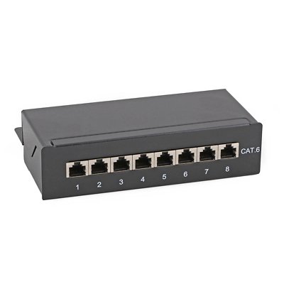 8 Port CAT.6 Desktop Patchpanel Patch Panel  geschirmt  CAT.6 Verteiler schwarz
