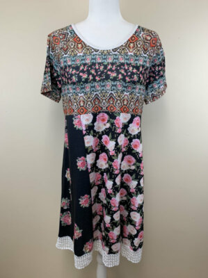knee length dresses for ladies Crochet Top Floral Patchwork Maxi Dress – Ragstock main image 1