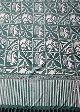 Batik Sarong, Rayon, Hieroglyphics, Fringed, 42" x 54", Ancient Symbols, at WHSL