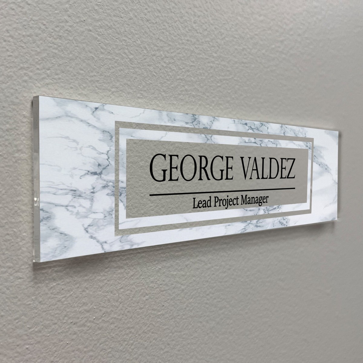 ExcelMark Clear Acrylic Name Plate - 8x2.5 Inch Desk Name Plate With Custom Text