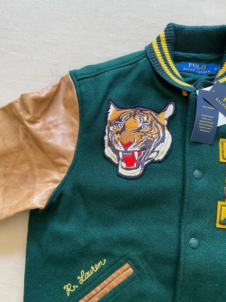 Polo Ralph Lauren RL Tigers Wool-Blend Leather Letterman Varsity