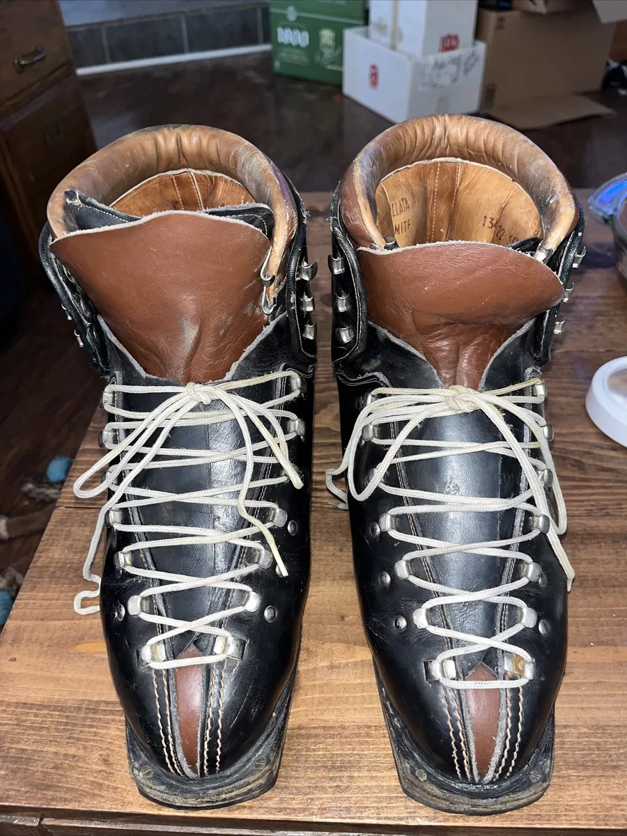 VINTAGE La Dolomite Ski Boots Mens 2 Tone Leather Lace Up Italian