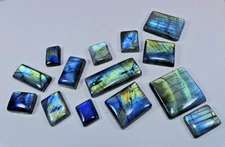 Natural Multi Flash Labradorite Crystal Rectangular Cabochon Loose Gemstone Lot