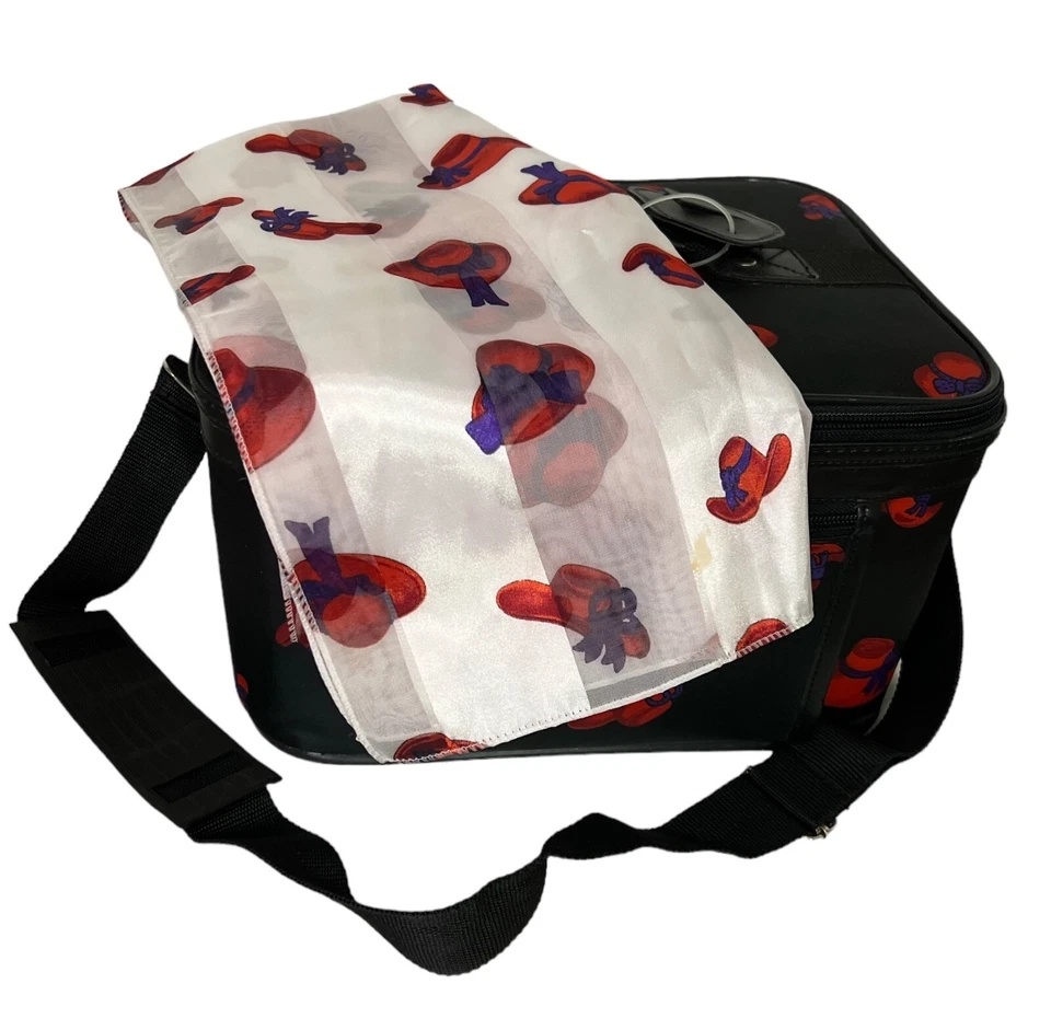 Estuche de viaje para pasar la noche Red Hat Society 12" x 9" x 7" con correa para el hombro + bufanda NUEVO Foto 2 de 4