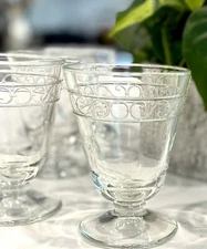 La Rochere VOLUTE Footed Wine/Water Glasses Scroll Border Set Of 6 ~discontinued