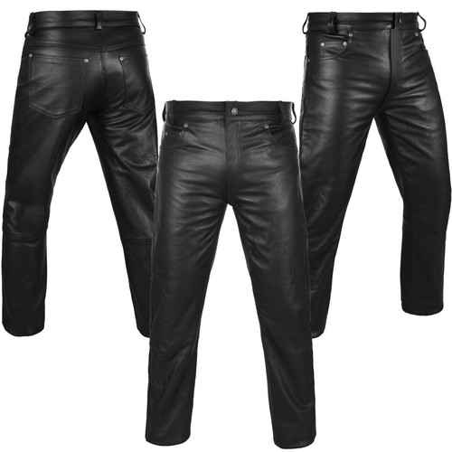Thick Cow Leather pant Jeans style 