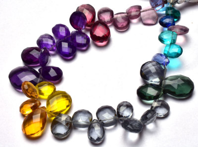 MIX COLOR MULTI  Hydro Quartz Faceted FANCY & PEAR SHAPE BEADS MIX SIZE MM 8''