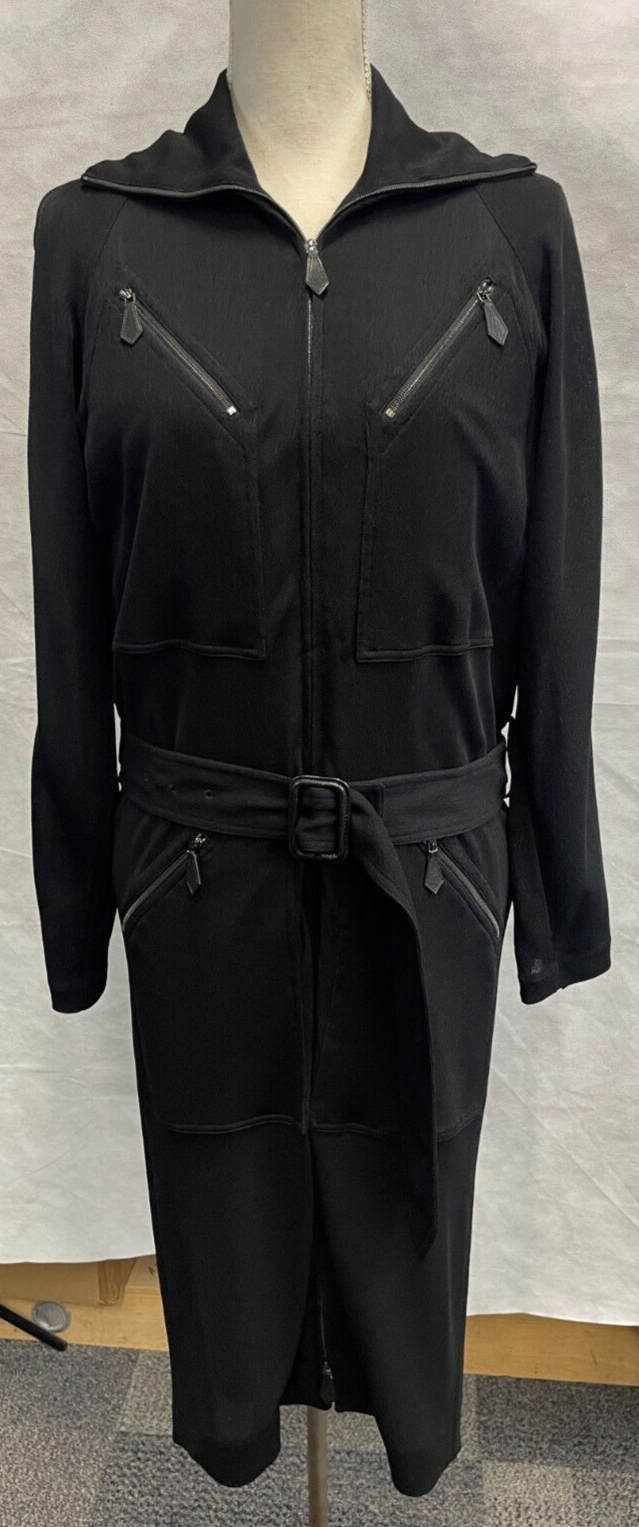 Hermes Womens Size 38 Long Sleeve Belted Dress with Zippered Pockets Made in France