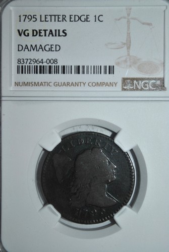 1795 Letter Edge Flowing Hair 1c Cent- NGC VG Details - Picture 5 of 6