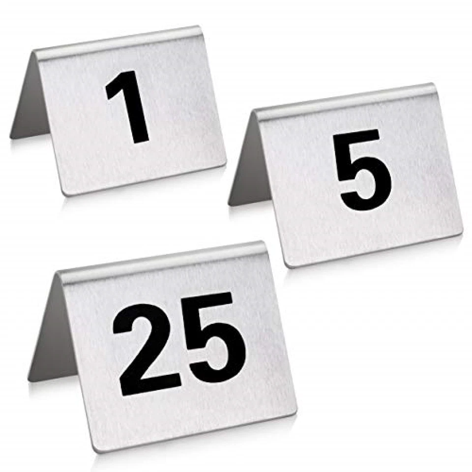 Table Numbers 1-25 Stainless Steel Metal Tent Style Table Number 2"X1.5" New - Imagem 3 de 3