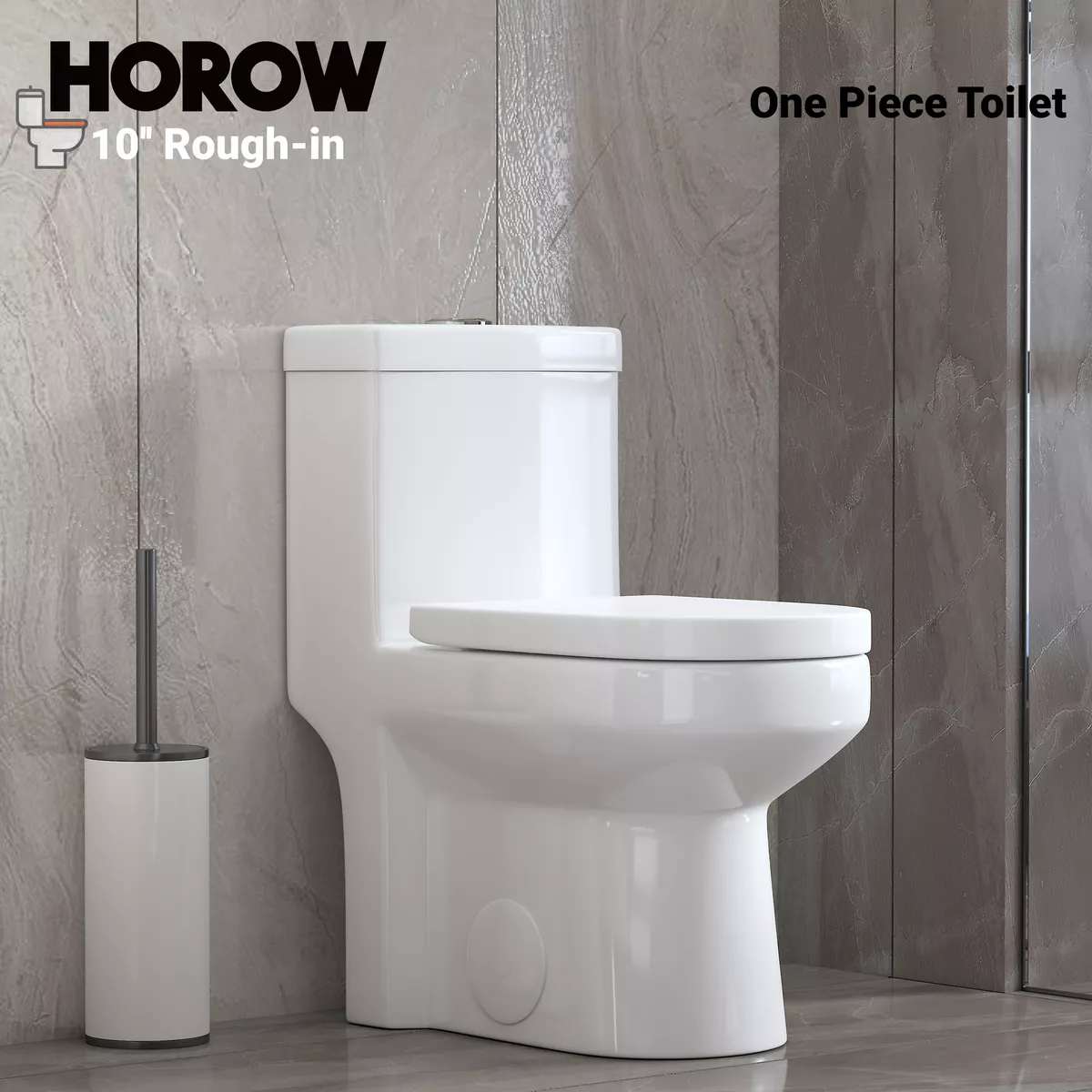 HOROW One Piece Toilet Round Dual Flush Toilets 10 Rough in w