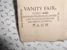 Vanity Fair Full Figure Beauty Back Smoothing Underwire Bra 76380 Beige 44D