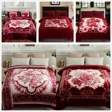 King Blanket 2 Ply Warm Reversible Heavy Mink Fleece Bedding Blanket