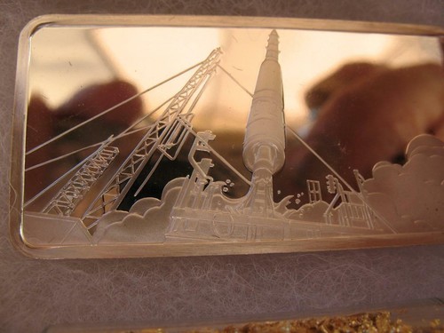 1-OZ DETAILED STERLING SILVER VANGUARD II U.S.NAVY1959 AIR &SPACE BAR 2285+GOLD - Picture 2 of 8