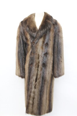 SHOWROOM NEW NATURAL BROWN BEAVER FUR COAT JACKET MEN MAN SIZE 36-38 XS-S