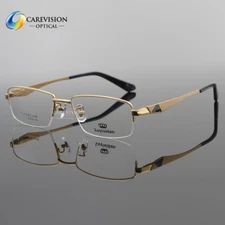 Fashion Men Titanium Optical Eyeglass Frame Half Rimless Glasses Eyewear RX able