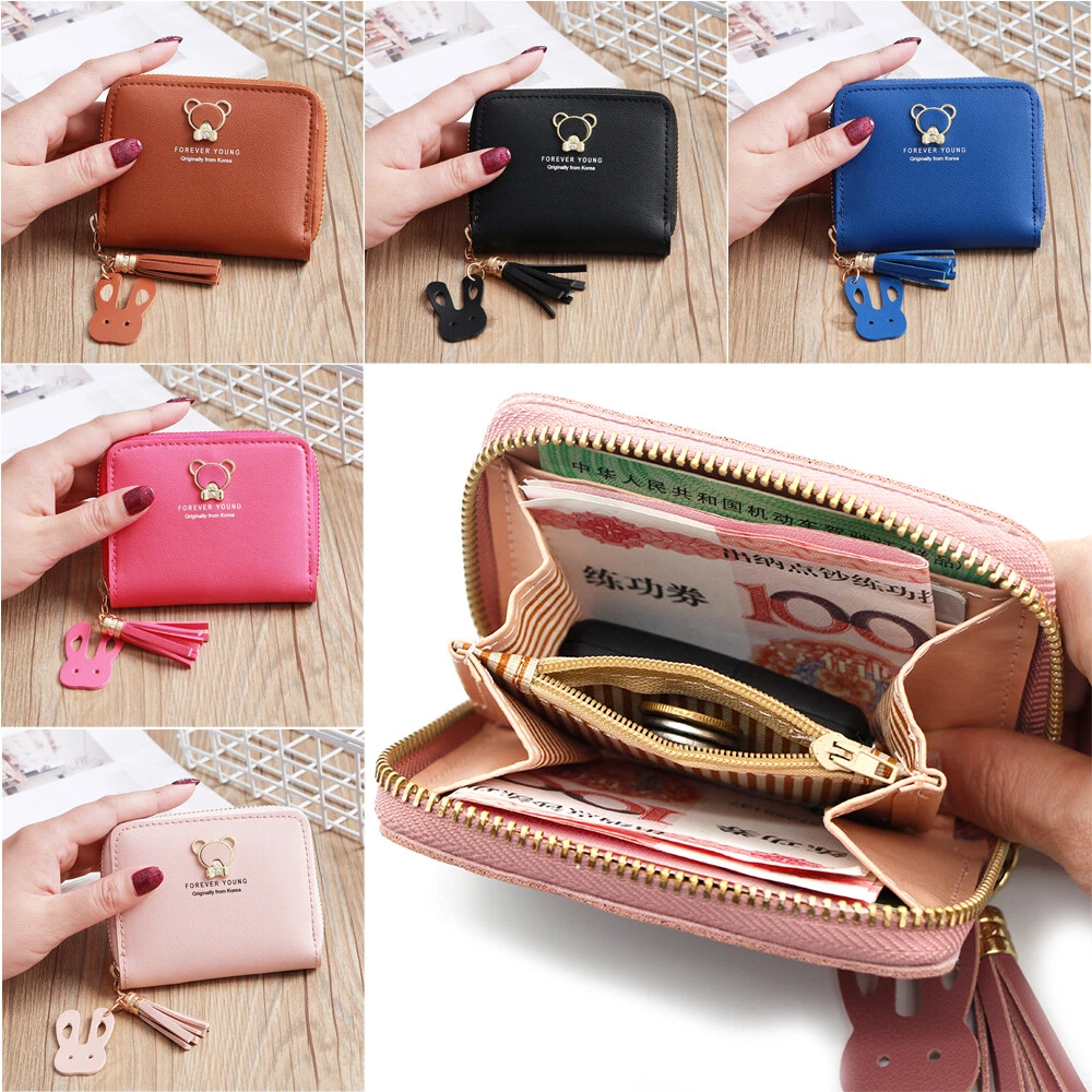 Cute Leather Women Wallets - Zipper Pocket Ladies Designer Card