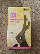 Spanx Star Power Patterned Shaping Tights Black Diagonal Women's Size B NEW