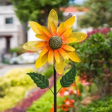Viveta Sunflower Wind Spinner,Flower Metal Sculpture Yellow-c