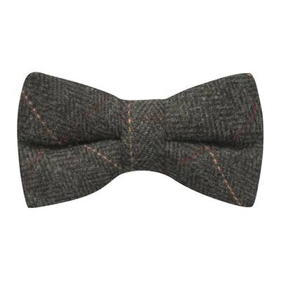 King & Priory Schicke Fischgrät Antrazitgrau Tweed Fliege, Fliege