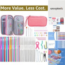 Crochet Hooks Set for Beginners, 90Pcs Ergonomic Crochet Kit with Case, Stitc...