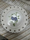 Vintage Kemple Milk Glass 7" Plate Hand Painted Fruit (Plum) (item291)
