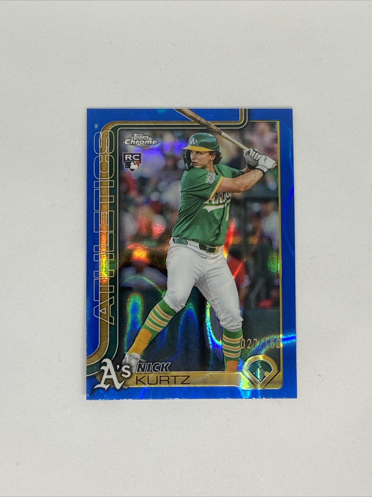 2025 Topps Chrome Update Nick Kurtz RC Blue Wave Refractor /150 A’s #USC178