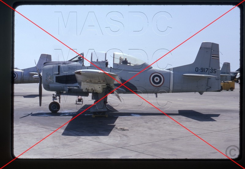 A104 - 35mm Kodachrome Aircraft Slide - T-28D Trojan 49-1735 Royal Thai AF 1967