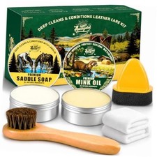 Leather Boot Care Kit,Mink Oil  Saddle Soap for Leather Cleaning,5-in-1