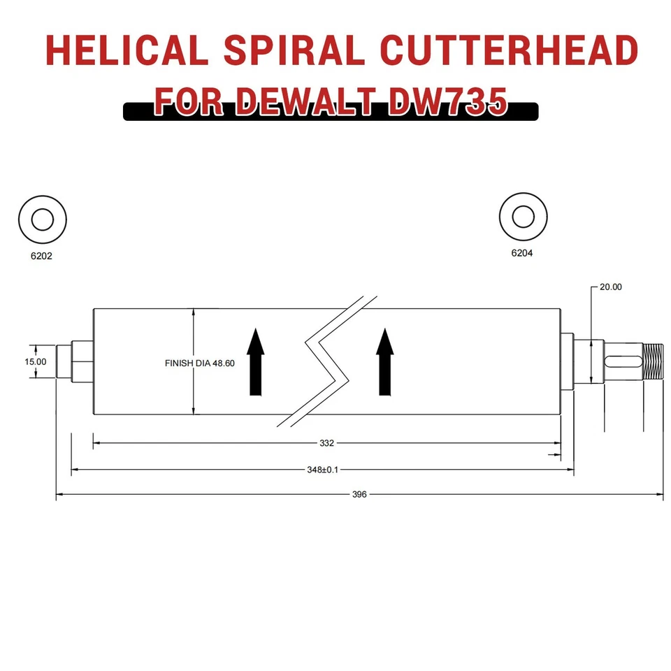 Helical Cutterhead For DeWalt DW735 DW735X DW735-XE 13 Inch Thickness Planer - Image 4 of 4