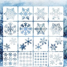 16 Pcs Snowflake Stencils 6"x6", Reusable Christmas Stencil translucent