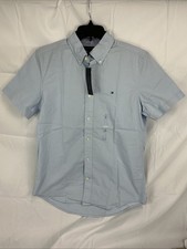 NWT Tommy Hilfiger Men's Small Button Down Blue Short Sleeve Classic Oxford