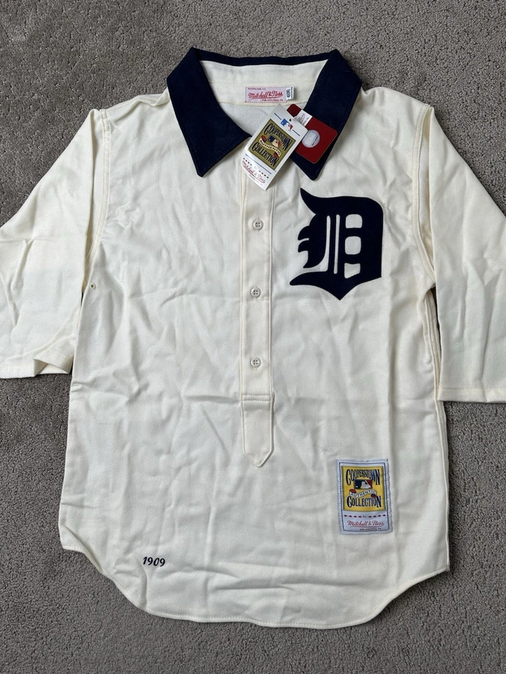 NUEVA Jersey Mitchell & Ness Cooperstown Detroit Tigers Ty Cobb 1909 Crema, Talla M Foto 3 de 4