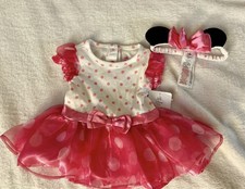 Disney Minnie Mouse Infant Toddler Costume Dress Pink White Bow Headband 3/6