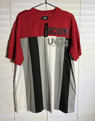 Ecko Unltd. Men's L Red/Gray/Black/White Colorblock Graphic Crew Neck T-Shirt