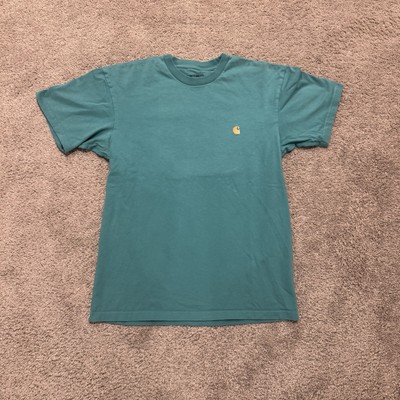 Carhartt Work In Progress Logo T-Shirt Heavyweight Teal Size Small