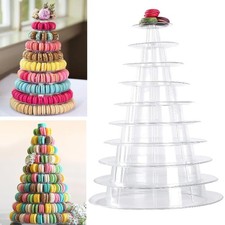 Bhbuy-Action Macaron Tower Stand, Bhbuy 10 Tier Round Clear Plastic Macaron