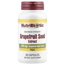 NutriBiotic Grapefruit Seed Extract 250 mg  60 Capsules Egg-Free, Gluten-Free,