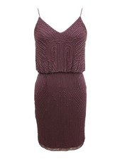 JKARA Womens Purple Spaghetti Strap Above The Knee Evening Blouson Dress 4