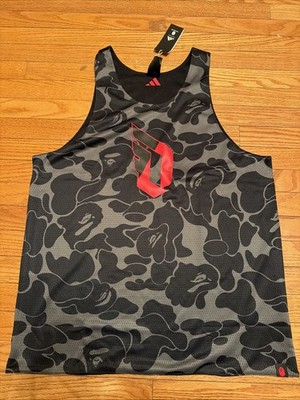 adidas x BAPE Dame 9 Reversible Basketball Jersey Carbon Mens Medium NWT JF1154