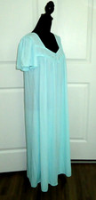 Miss Elaine Essentials Ladies Blue Flutter Sleeve Nylon Gown Nightgown-S