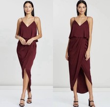 Shona Joy Luxe Dress Tulip Hem Garnet Party Australia Holiday Cocktail Wedding