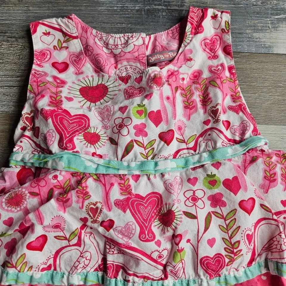 Vestido de Niña Jelly The Pug 6X Corazones Rosa Nivel San Valentín Volantes Foto 2 de 4