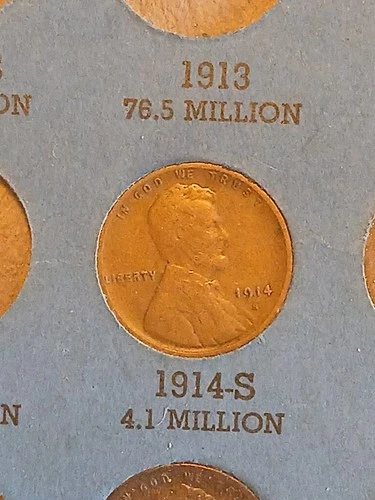 1914 S 1c Lincoln Wheat Cent ~Very Good VG Condition