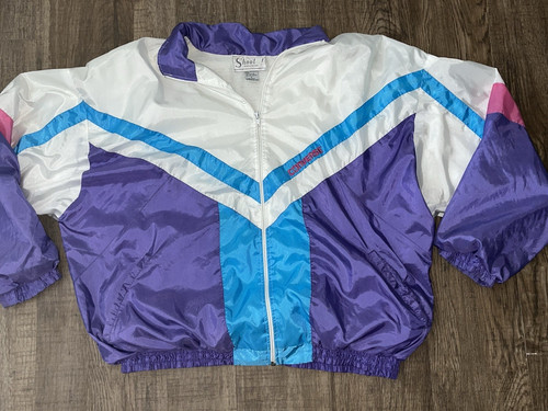 Converse, Vintage Converse Track Women Retro Jacket Color Block Full Zip SZ L Blue Purple