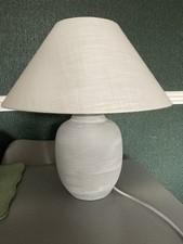 Marks and Spencer Ribbed Beige Table Lamp with Wide Shade 43 cm M&S